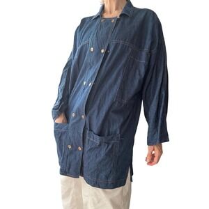 Vintage Patty Woodard Blue Denim Chore Jacket Double Breasted Snap USA 6
